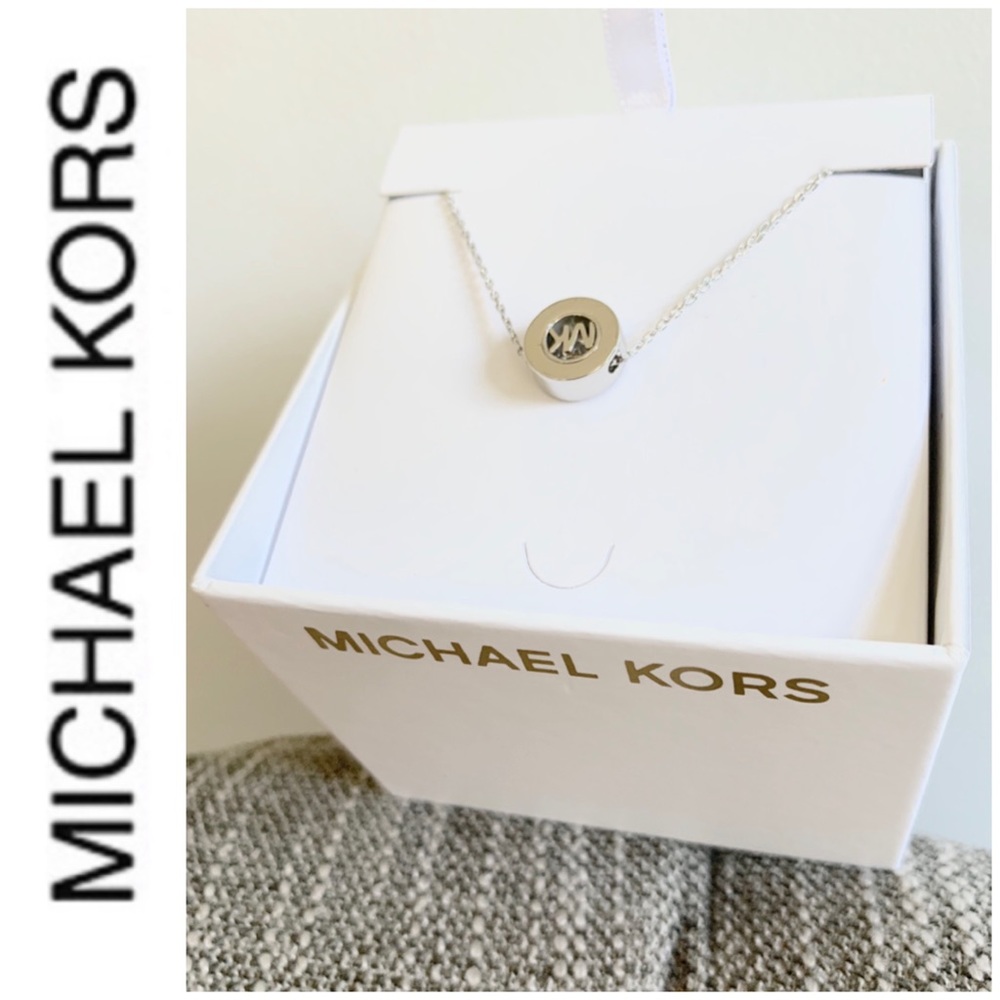 NWT authentic MK Silver tone stone pendant - Picture 5 of 6